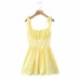 Summer new European and American women's solid color suspender slim fit dress