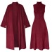 Knitted cardigan sleeveless high neck dress two-piece set long sweater set