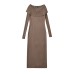 Fashionable multi-color one shoulder slit jumpsuit long skirt