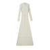 Fashionable slim fit stand up collar dense A-line knitted long skirt