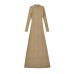 Fashionable slim fit stand up collar dense A-line knitted long skirt