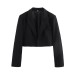 Autumn women's lapel style buttonless short slim fit small suit jacket