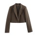 Autumn women's lapel style buttonless short slim fit small suit jacket