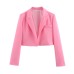 Autumn women's lapel style buttonless short slim fit small suit jacket