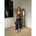 Retro short sleeved T-shirt slim fit square neck leopard print top