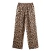 Autumn fashion animal print straight leg high waisted thin pants autumn