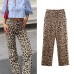 Autumn fashion animal print straight leg high waisted thin pants autumn