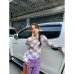 One shoulder plaid slim fit chiffon shirt for women