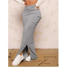 European and American solid color simple sexy skirt autumn and winter slim figure bag buttocks long skirt woman