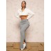 European and American solid color simple sexy skirt autumn and winter slim figure bag buttocks long skirt woman