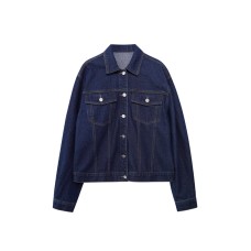 Vintage Hong Kong style single breasted denim jacket for women