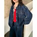 Vintage Hong Kong style single breasted denim jacket for women Vintage Hong Kong style single breasted denim jacket for women