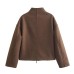 Spring and Autumn Sports Jacket Stand up Collar Loose Long Sleeve Women's Woolen Coat Jacket Top Spring and Autumn Sports Jacket Stand up Collar Loose Long Sleeve Women's Woolen Coat Jacket Top