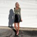 European and American high-end royal sister style T-shirt autumn and winter square collar tie slim temperament short top