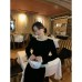 Black fungus edge velvet sweater women's hoodie