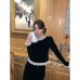 Black fungus edge velvet sweater women's hoodie