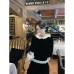 Black fungus edge velvet sweater women's hoodie