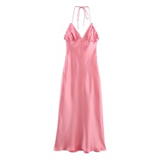 Spring European and American New Fashion Silk Texture Dress