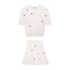 Jewelry bead decoration knitted top knitted skirt set