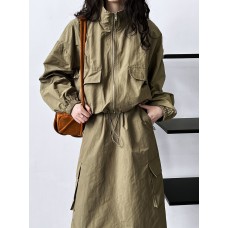 Short jacket jacket+drawstring skirt two-piece outdoor sports workwear set for women