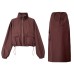 Short jacket jacket+drawstring skirt two-piece outdoor sports workwear set for women