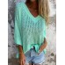 Full Size Openwork V-Neck Knit Cover Up Plus Size