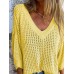 Full Size Openwork V-Neck Knit Cover Up Plus Size