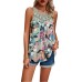Casual sleeveless round neck printed sleeveless top