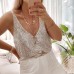 Deep V-bead sleeveless top T-shirt