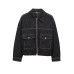 Casual loose pocket decoration lapel denim jacket jacket for women