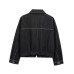 Casual loose pocket decoration lapel denim jacket jacket for women