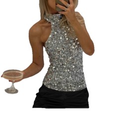 Sleeveless hanging neck party top