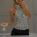 Sleeveless hanging neck party top