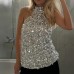 Sleeveless hanging neck party top