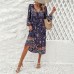Leisure vacation printed long sleeved dress