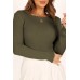 Lettuce Edge Round Neck Long Sleeve T-Shirt