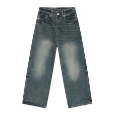 Men's Washed Wide Leg Jeans