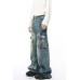 Waste Soil Style Jeans with Cargo Pockets