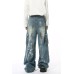Waste Soil Style Jeans with Cargo Pockets
