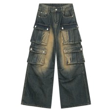 High Waist Jeans with Cargo Pockets