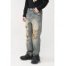 Distressed Mid Rise Jeans with Pockets