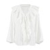 French casual loose and versatile ruffled V-neck long sleeved top