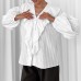 French casual loose and versatile ruffled V-neck long sleeved top