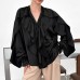 French V-neck ruffle side length sleeve top for women