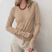 European and American round neck simple and fashionable long sleeved top for women's clothing