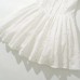 V-neck waist cinching mini skirt with hollow embroidery bubble sleeves and short skirt