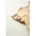 Bow Ruffled Round Neck Cap Sleeve Blouse