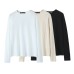 Three color minimalist long sleeved round neck T-shirt