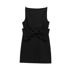 Simple bow decoration dress jumpsuit short skirt Simple bow decoration dress jumpsuit short skirt