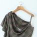 Single shoulder retro plaid irregular jumpsuit short skirt
